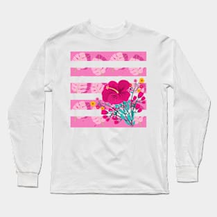 Stripe flowers and leaves Long Sleeve T-Shirt